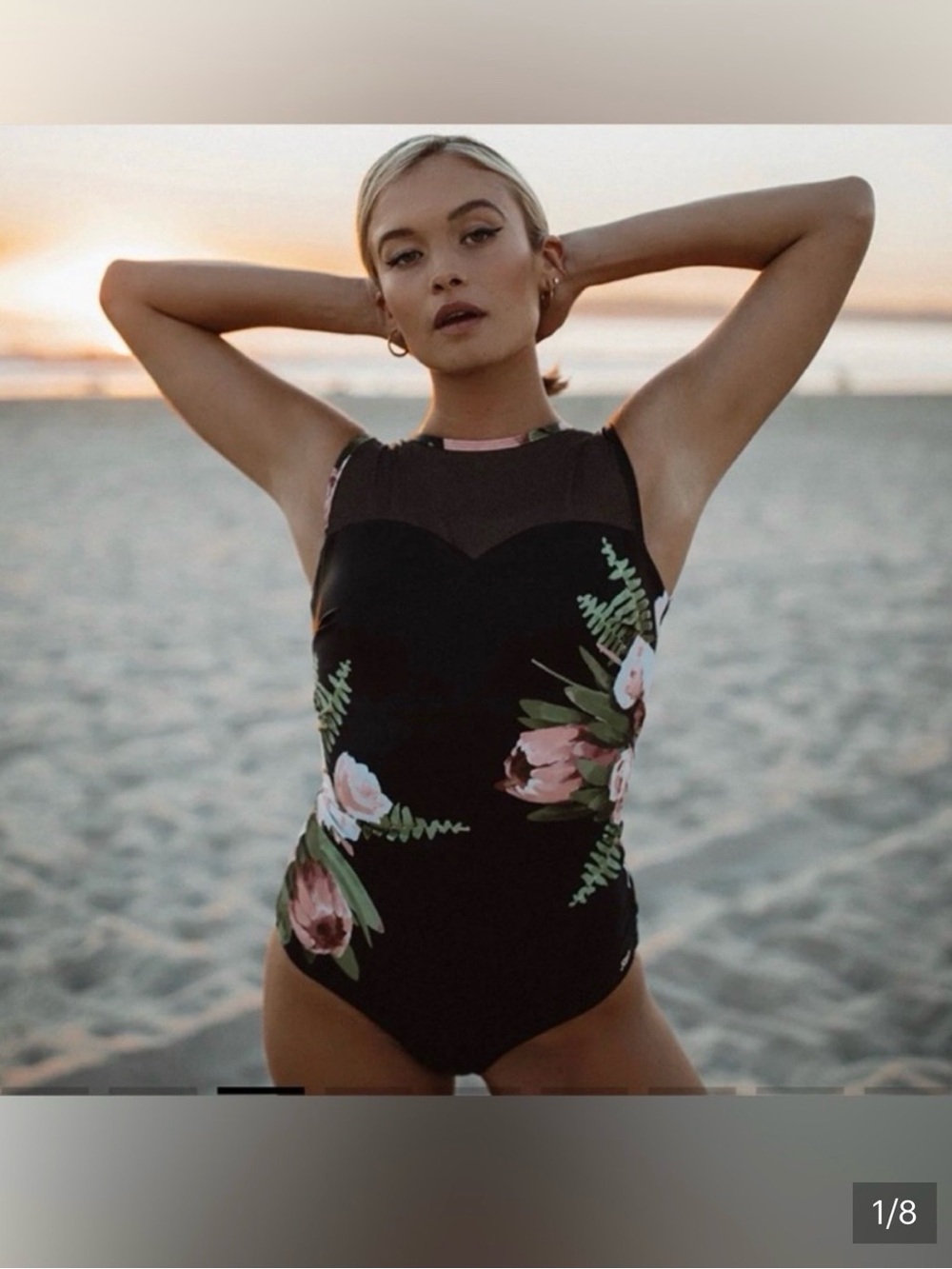 Albion Black Floral High-Neck One-Piece Swimsuit